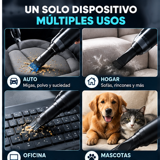 Usos de la Mini Aspiradora en auto hogar oficina y mascotas